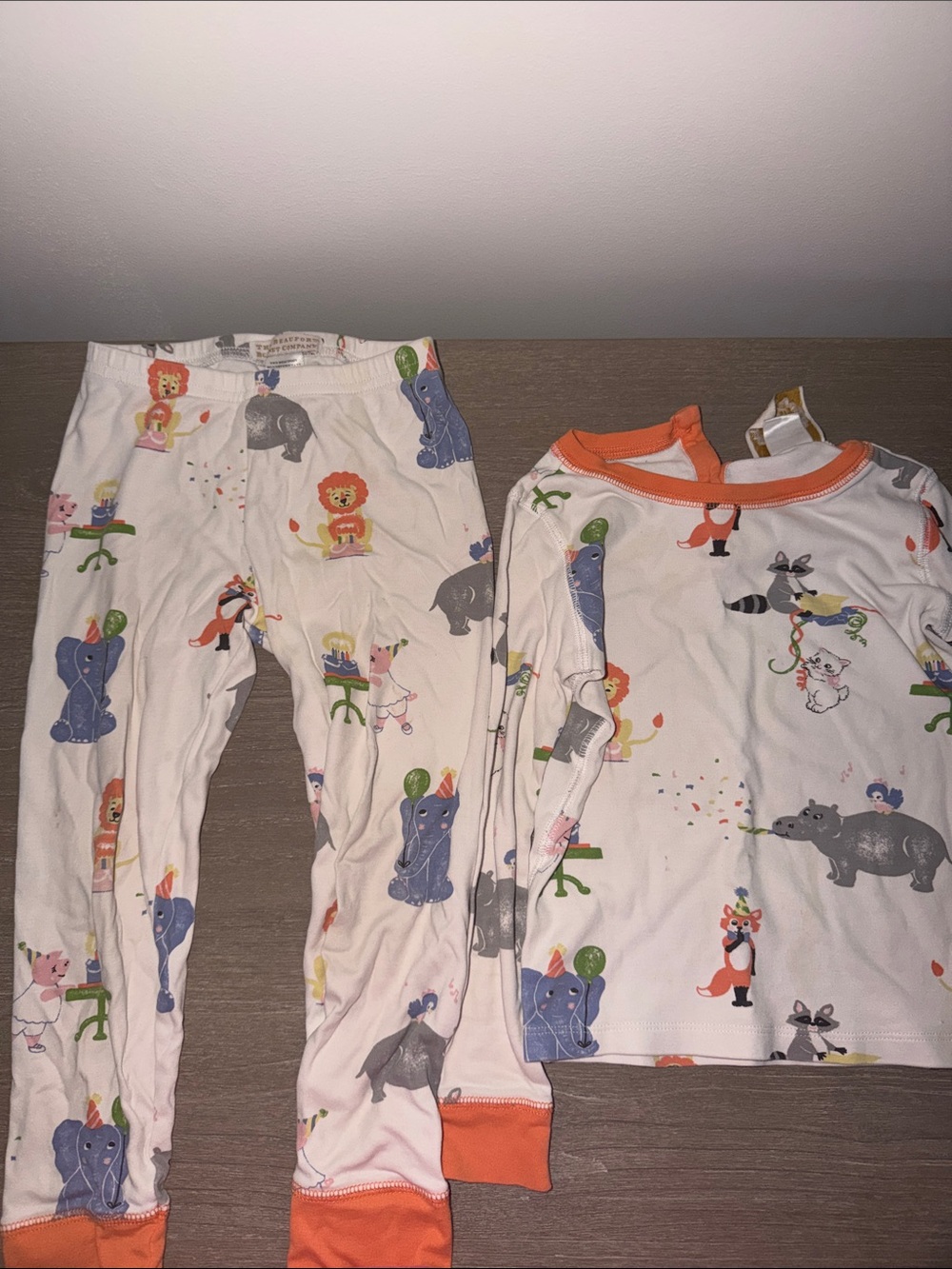 The Beaufort Bonnet Company Kids White Pajama Set with Orange Trim